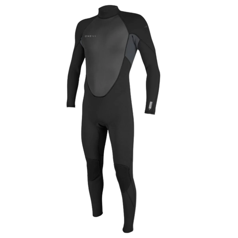 Black wetsuit with gray back panel on a white background