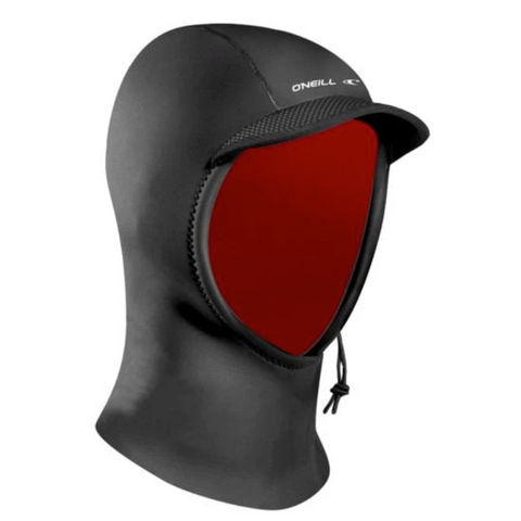 Black hood with red interior on a white background