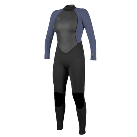 Ladies black and grey wetsuit with lilac sides and sleeves on a white background.