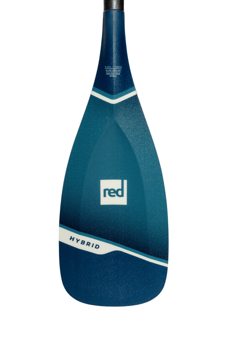 Blue paddle blade with 'red' branding on a white background