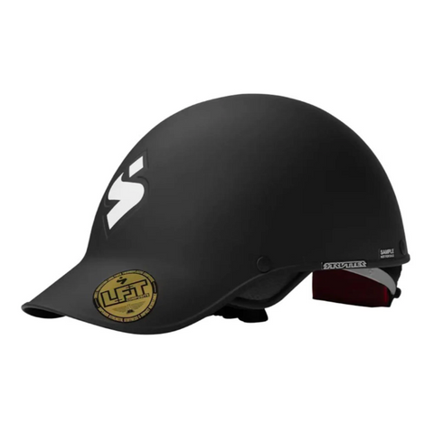 Black Sweet Protection Strutter helmet designed for watersports, featuring a low-volume protective shape with a white logo