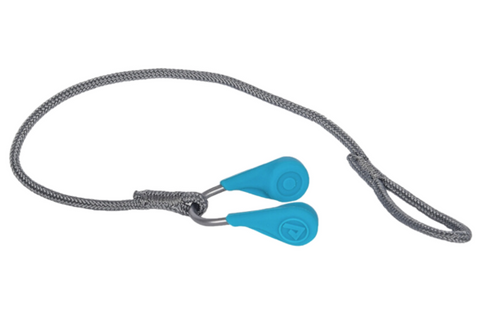 Nose clip for kayaking and swimming on a grey lanyard