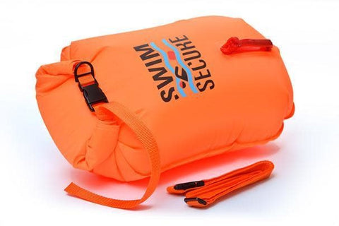 Bright Orange tow float for openwater swimming with waist belt .