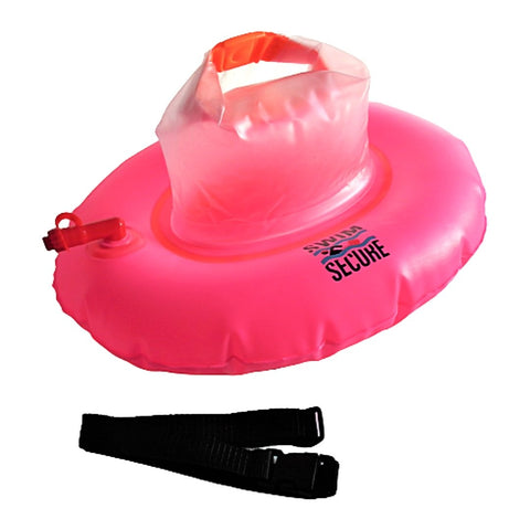Inflatable safety device for openwater swimmers.